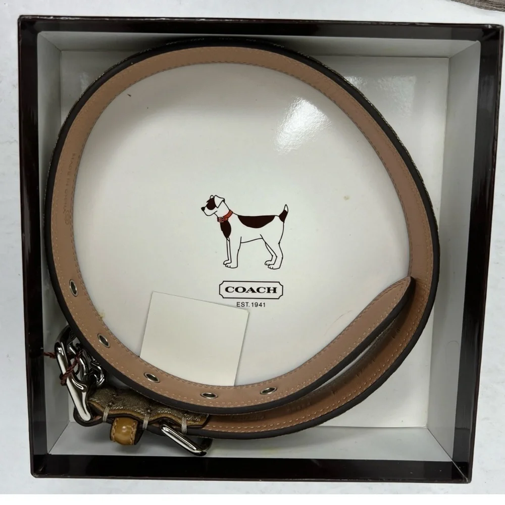 Coach Signature Leather Vintage Light Brown Tan Size Large 17-21” Dog Collar